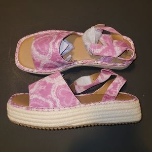 Asos Espadrillen Wedge Sandals in Pink Tie Dye